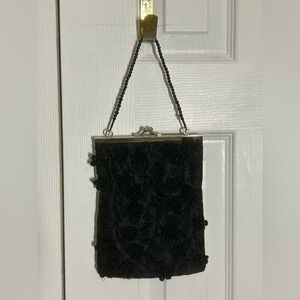 Elegant Black Floral Clutch